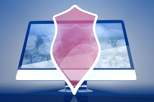 A digital artwork depicting a stylized shield protecting a voting booth from digital attacks, with binary code falling in the background, illustrating cybersecurity measures defending the electoral process.