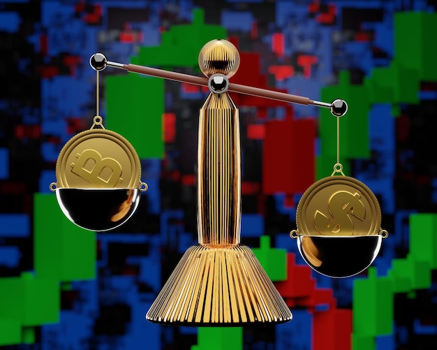 A digitally enhanced image showing scales of justice balanced with dollar signs on one side and an employee on the other, representing the balance of fair labor standards.