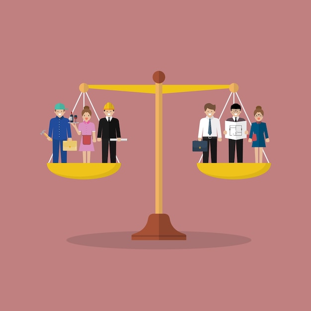 A scale balancing 'employee' and 'independent contractor' representing the legal distinction and the factors that determine the correct classification.