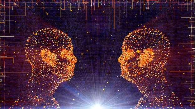 A stylized image representing a brain divided into two halves, one side showing complex algorithms and code, the other side depicting human values, ethics, and societal impact.
